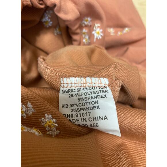 Salitaire Womens Orange Floral Embroidered Long Sleeve Sweatshirt & Shorts Set L - Picture 5 of 5